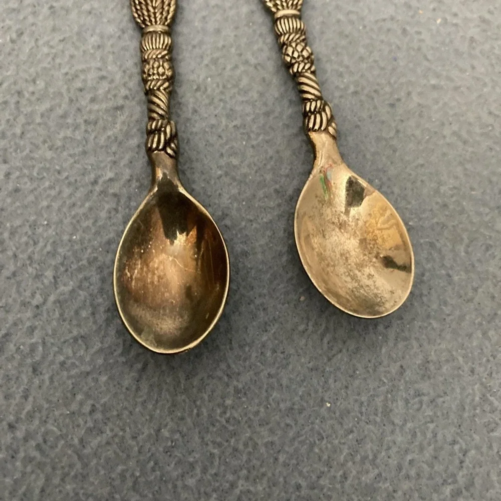 Silea Cartizone Silver Plated 4 in Coffee Spoons Twisted Rope Design - Set of 2‎